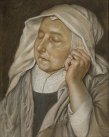 KT 2016 137
<br/>
Doodsportret van Maria Koeck Claesdr.
<br/>
<em>Dusart, Christiaen Jansz. (1618-1682)</em>
